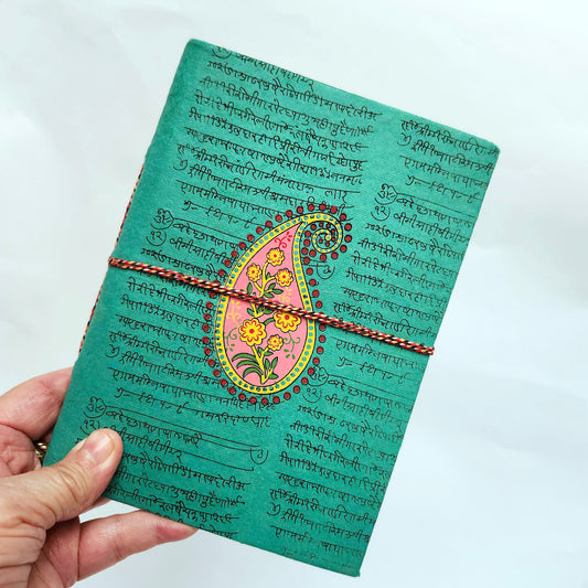 Turquoise & Pink Paisley Journal 8 by 6 inches.