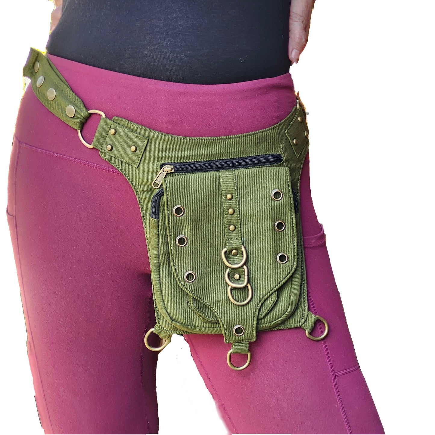 Utility Pocket Hip Belt Adjustable to 48 inches. Removeable Leg Strap.