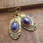 Lapis Lazuli Oval Gemstone Earrings in a  Mixed Silver Gold Design