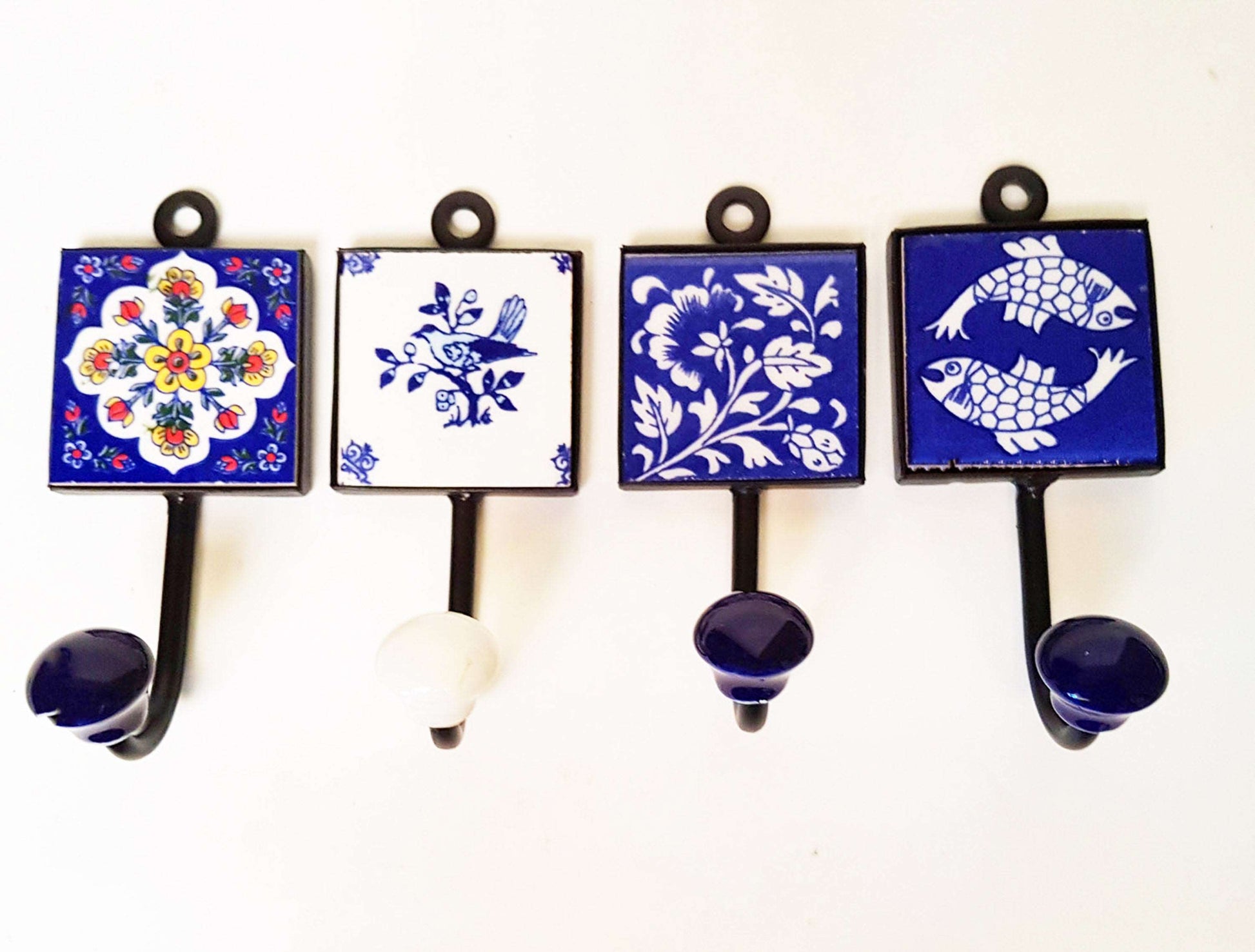 Zen blue and white coat hooks, wall hooks, cup hooks, towel
