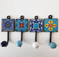 Set of 4 Home Décor Wall Hooks in Sunny Blues & Yellows.