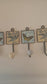 Set of 4 Antique blue Delft design bird & butterfly wall hanger hooks.