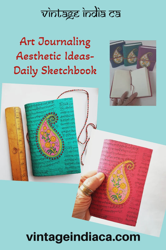 Paisley aesthetic journal for creative writing, drawing & art. 4x6 inch.