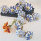 Set of 12 Delft blue & white cupboard knobs, ceramic hand painted.