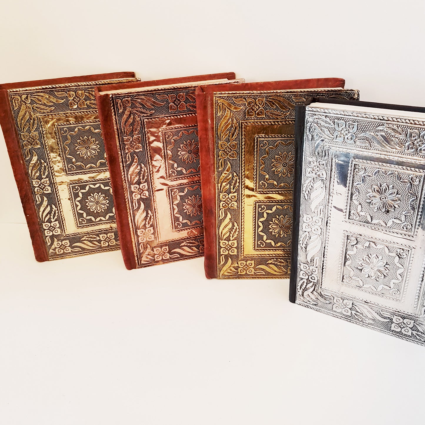 Medieval metal double rose sketchbook journal 5x7 inch. Antique embossed hardcover design. For drawing, journal, diary, writing.
