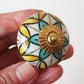 Hand painted turquoise & gold knob pull 