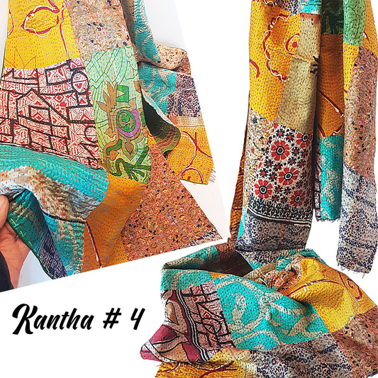 kantha réversible en soie vintage a volé l’enveloppement. 18 par 72 pouces. Art mural en tapisserie textile unique en son genre. Utilisez-le comme tapis de couloir ou comme jeté de salon.