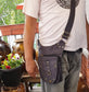 Utility festival belt. Unisex design waist-hip-bum bag. Convertible as cross body shoulder bag. 5 pockets- 3 zip. Adjustable to 48 inches. - Vintage India Ca