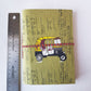 Journal, notebook, sketchbook 5 by 7 inches. Funky India auto rickshaw cover design in vintage khaki color. Handmade rag paper pages. . - Vintage India Ca