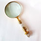 Vintage magnifying glass hand lens in antique brass design. Old world charm. Read small print easily, use for home &  hobby. Photos stamps. - Vintage India Ca
