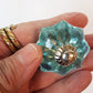 Set of 8 turquoise crystal cabinet knobs. 8 piece collection of cupboard drawer pulls for furniture refinishing.  Kitchen bed bath & beyond. - Vintage India Ca