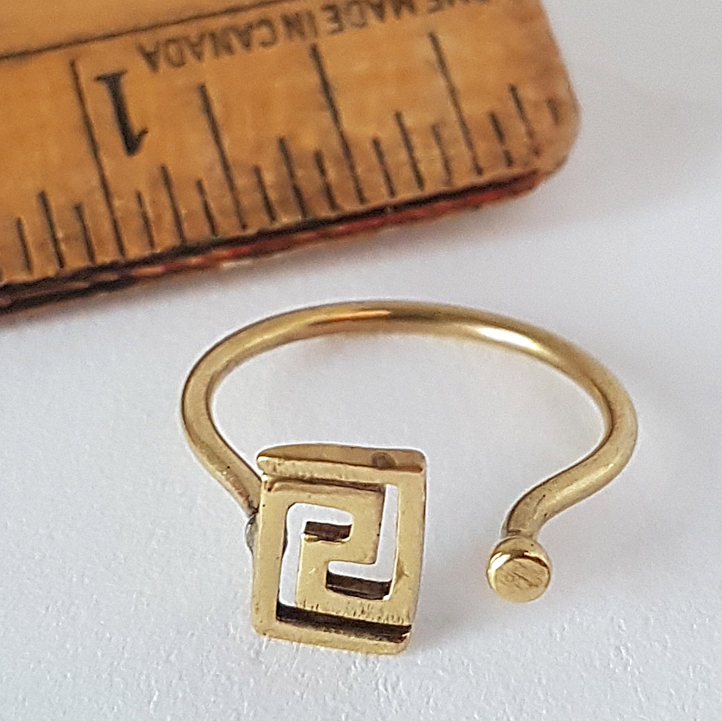 Set of 5 rings. Bronze minimalist in adjustable sizes Celtic design. Sun moon square triangle maze. Wear on thumb & all fingers, knuckles. - Vintage India Ca