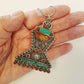 Tibetan silver pendant with turquoise & coral stones. One of a kind reversible design on a 24 inch silver chain. Traditional chorten shape. - Vintage India Ca